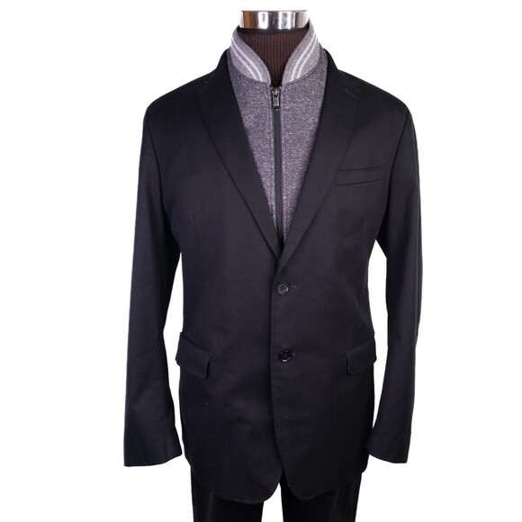 Banana Republic Blazer Sz 44R Cotton Tailored Fit Two Button Black 2 Btton Sport - Picture 2 of 16